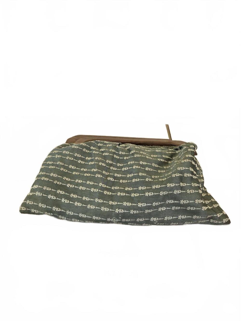 Vintage Knitting Sewing Bag Tapestry Wooden Handle Boho Old Lady Granny Purse